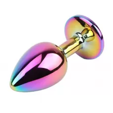 Радужная металлическая пробка Jewelled Metel Butt Plug - 7,1 см разноцветный 