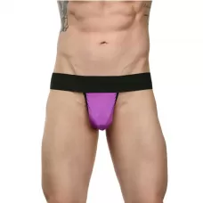 Мужские трусы-стринги на широком поясе фиолетовый с черным L-XL