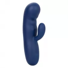 Синий вибромассажер-кролик Cashmere Silk Duo - 16,5 см синий 