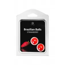 Набор из 2 шариков с массажным маслом Brazilian Balls с ароматом клубники  