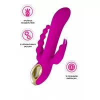 Лиловый тройной вибратор Trinny - 21,5 см лиловый 