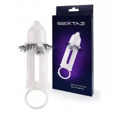 Эластичная насадка на пенис с подхватом мошонки и стимулирующими «ресничками белый Эластичная насадка на пенис с подхватом мошонки и стимулирующими «ресничками белый