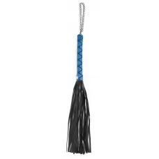 Черная многохвостая плеть-флоггер с синей ручкой - 40 см черный с синим 