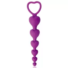 Фиолетовая анальная цепочка с сердечками - 14,5 см фиолетовый 