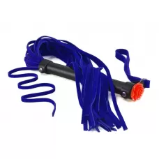Синяя многохвостая плеть с розой на рукояти - 57 см синий 
