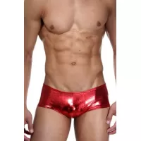Ярко-красные трусы-хипсы из гладкого блестящего материала красный S-M