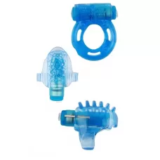 Набор из 3 синих эрекционных колец с вибрацией Teasers Ring Kit синий 