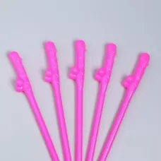 Розовые коктейльные трубочки в виде пениса - 5 шт розовый 