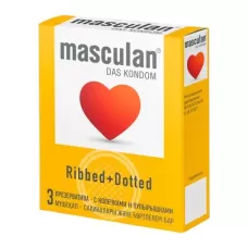Презервативы с колечками и пупырышками Masculan Ribbed+Dotted - 3 шт  