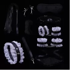 БДСМ-набор «Оки-Чпоки» с кружевом черный с белым 