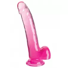Розовый фаллоимитатор с мошонкой на присоске 9’’ Cock with Balls - 24,8 см розовый 