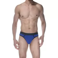 Синие мужские трусы-стринги синий M