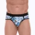Мужские трусы-стринги с принтом в виде китов в волнах голубой XL