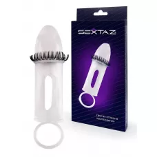 Закрытая насадка на пенис с подхватом мошонки и стимулирующими «ресничками Закрытая насадка на пенис с подхватом мошонки и стимулирующими «ресничками