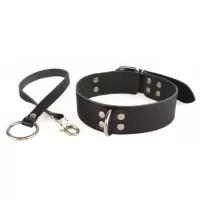 Черный ошейник  Новичок  с поводком черный 
