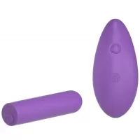 Фиолетовая вибропуля с пультом Rechargeable Remote Control Bullet - 7,62 см фиолетовый 
