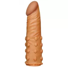Коричневая насадка-удлинитель Add 2  Pleasure X Tender Penis Sleeve - 18 см коричневый 