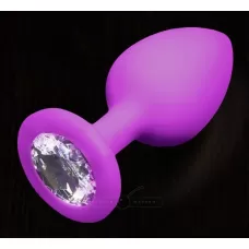 Фиолетовая силиконовая пробка с прозрачным кристаллом - 7,5 см прозрачный 