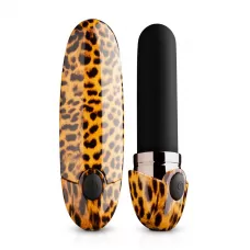 Леопардовый вибромассажер-помада Asha Lipstick Vibrator - 10 см леопард 