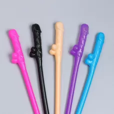 Разноцветные коктейльные трубочки в виде пениса - 5 шт разноцветный 