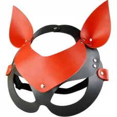 Красно-черная кожаная маска «Кошечка красный с черным 