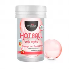 Лубрикант на масляной основе Hot Ball Beija Muito с ароматом клубники и шампанского (2 шарика по 3 гр  
