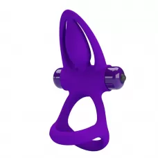 Фиолетовое эрекционное кольцо с 10 режимами вибрации и подхватом мошонки фиолетовый 