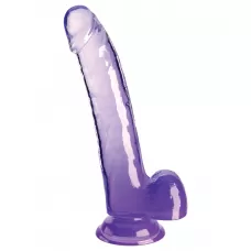 Фиолетовый фаллоимитатор с мошонкой на присоске 9’’ Cock with Balls - 24,8 см фиолетовый 
