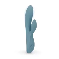 Вибратор с клиторальным стимулятором The Violet Rabbit Vibrator - 20 см деним (грязно-синий 