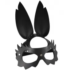 Черная кожаная маска  Зайка  с длинными ушками черный 