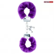 Металлические наручники с мягкой фиолетовой опушкой фиолетовый 