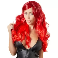 Ярко-красный парик с волнистыми волосами красный 