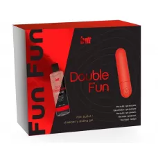 Подарочный набор Double Fun: перезаряжаемая вибропуля и гель на водной основе красный 