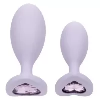 Набор из 2 сиреневых анальных пробок с кристаллом-сердцем Crystal Booty Duo сиреневый 