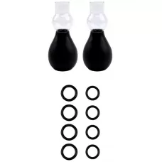 Набор из 2 вакуумных помп для сосков и 4 пар фиксирующих колец Nipple Sucker Set for Her черный 