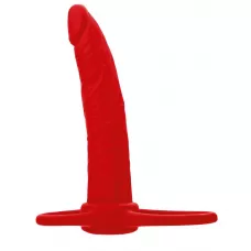 Красная насадка на пенис для двойного проникновения Black Red - 16,5 см красный 