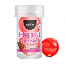 Лубрикант на масляной основе Hot Ball Beija Muito с ароматом шоколада и клубники (2 шарика по 3 гр  
