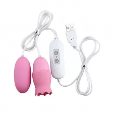 Розовые, работающие от USB виброяйца - классическое и с подвижным язычком розовый 