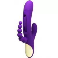 Фиолетовый ударный вибратор Anal G-Hit с анальной цепочкой - 24 см фиолетовый 