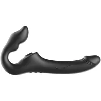 Черный безремневой страпон с 3 моторами черный 