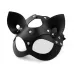 Эффектная кожаная маска кошки с ушками черный 