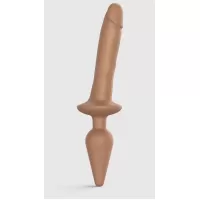 Карамельный двусторонний фаллоимитатор Strap-On-Me Dildo Plug-In Switch size L карамель (темно-бежевый 