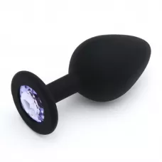 Черная анальная пробка  Оки-Чпоки  с кристаллом - 8,5 см черный 