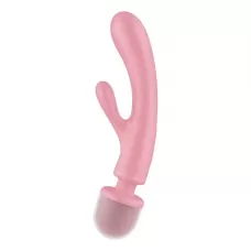 Розовый двусторонний вибромассажер Triple Lover - 23,7 см розовый 