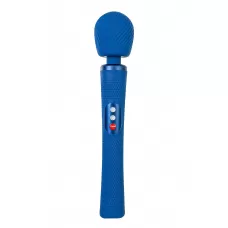 Синий вибромассажер Vim Vibrating Wand - 31,3 см синий 