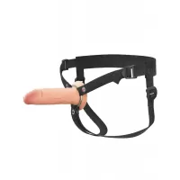 Полый страпон на ремнях 6’’ Hollow Silicone Strap-on телесный с черным 