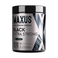 Черные утолщенные презервативы MAXUS Extra Strong с железным кейсом - 15 шт  