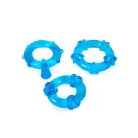 Набор из 3 синих эрекционных колец с различным рельефом синий 