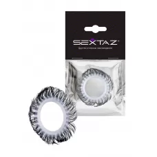 Эластичное эрекционное колечко с черными «ресничками белый с черным  Эластичное эрекционное колечко с черными «ресничками белый с черным