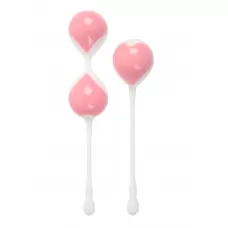 Набор розово-белых вагинальных шариков: двойные и одинарный розовый с белым 